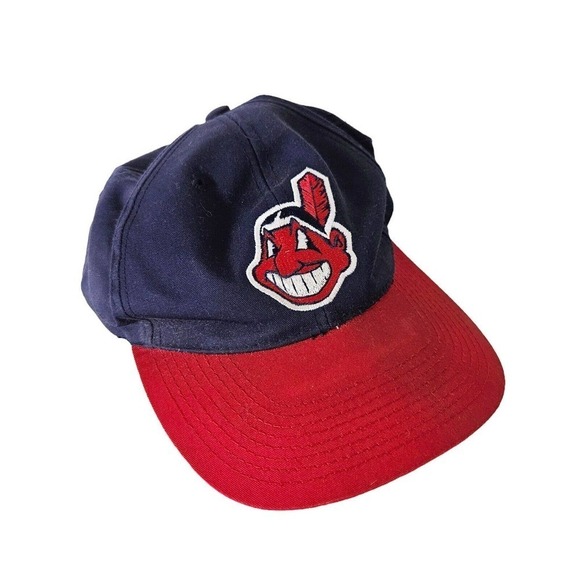 Vtg Cleveland Indians Snapback Hat MLB Outdoor Cap Embroidered Adjustable - Picture 1 of 9